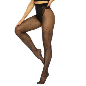 High Waist Patterned Tights for Women sheer black tights